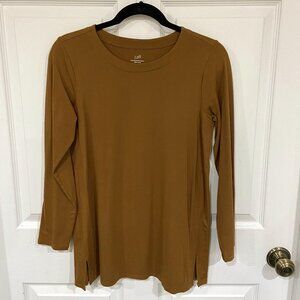 J. Jill Luxe Supima Forward-Seam Long Sleeve Tunic - Carmel - Size S